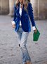 Damen Unifarben Frühling/Herbst Oberbekleidung Retro Nahtverarbeitung Langarm Reverskragen Regelmäßig Blazer