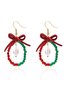 Handgemachte Weihnachten Party Hirse Korn Ohrringe Schleife Fashion Kranz Ohrringe
