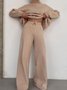 Damen Unifarben Schnürung Zweiteiliges Set Täglich Langarm Lässig Frühling/Herbst Bluse mit Hose Matching Set