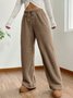 Damen Unifarben Lang Elastische Taille Hose Lässig Frühling/Herbst Hose