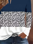 Damen Leopard Langarm T-Shirts T-Shirt Rundhals Print Lässig Frühling/Herbst T-Shirt mit Grafik Oberteile