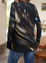 Damen Abstrakt Langarm T-Shirts T-Shirt Rundhals Print Lässig Frühling/Herbst T-Shirt mit Grafik Oberteile