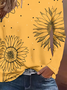 Damen Sonnenblume Langarm T-Shirts T-Shirt Rundhals Print Lässig Frühling/Herbst T-Shirt mit Grafik Oberteile