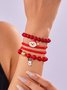 Neu Weihnachten Reis Korn Armband Vier-Pack Damen Stapeln Weihnachtsmann Schneeflocke Glocke Elch Urlaub Party Armband