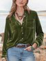 Damen Unifarben Halbarm Bluse Sommer Nahtverarbeitung Schalkragen Täglich Retro Oberteile