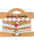 Neu Weihnachten Reis Korn Armband Vier-Pack Damen Stapeln Weihnachtsmann Schneeflocke Glocke Elch Urlaub Party Armband
