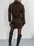 Damen Unifarben Langarm Frühling/Herbst Nahtverarbeitung Kleid Rollkragen Täglich Retro Mini Hüftrock Figurbetontes Kleid