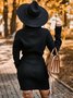 Damen Unifarben Langarm Frühling/Herbst Nahtverarbeitung Kleid Rollkragen Täglich Retro Mini Hüftrock Figurbetontes Kleid