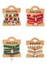 Neu Weihnachten Reis Korn Armband Vier-Pack Damen Stapeln Weihnachtsmann Schneeflocke Glocke Elch Urlaub Party Armband