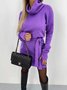 Damen Unifarben Langarm Frühling/Herbst Nahtverarbeitung Kleid Rollkragen Täglich Retro Mini Hüftrock Figurbetontes Kleid