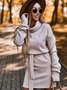 Damen Unifarben Langarm Frühling/Herbst Nahtverarbeitung Kleid Rollkragen Täglich Retro Mini Hüftrock Figurbetontes Kleid