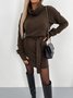 Damen Unifarben Langarm Frühling/Herbst Nahtverarbeitung Kleid Rollkragen Täglich Retro Mini Hüftrock Figurbetontes Kleid