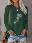 Damen Weihnachten Langarm T-Shirts T-Shirt Rundhals Print Lässig Frühling/Herbst T-Shirt mit Grafik Oberteile