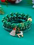 Neu Weihnachten Reis Korn Armband Vier-Pack Damen Stapeln Weihnachtsmann Schneeflocke Glocke Elch Urlaub Party Armband