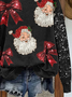 Damen Weihnachtsmann Rundhals Print Lässig Frühling/Herbst Langarm Sweatshirt