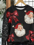 Damen Weihnachtsmann Rundhals Print Lässig Frühling/Herbst Langarm Sweatshirt