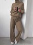 Damen Unifarben Nahtverarbeitung Zweiteiliges Set Täglich Langarm Lässig Frühling/Herbst Bluse mit Hose Matching Set