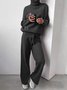 Damen Unifarben Nahtverarbeitung Zweiteiliges Set Täglich Langarm Lässig Frühling/Herbst Bluse mit Hose Matching Set