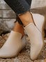britisch Stil Vier Jahreszeiten Unifarben Spitz Lässig Rückseite Reißverschluss Niedrig Dick Absatz Einzeln Schuhe