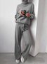 Damen Unifarben Nahtverarbeitung Zweiteiliges Set Täglich Langarm Lässig Frühling/Herbst Bluse mit Hose Matching Set