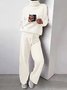 Damen Unifarben Nahtverarbeitung Zweiteiliges Set Täglich Langarm Lässig Frühling/Herbst Bluse mit Hose Matching Set