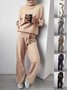 Damen Unifarben Nahtverarbeitung Zweiteiliges Set Täglich Langarm Lässig Frühling/Herbst Bluse mit Hose Matching Set