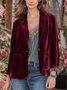 Damen Unifarben Frühling/Herbst Oberbekleidung Retro Schnalle Langarm Reverskragen Regelmäßig Blazer