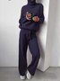 Damen Unifarben Nahtverarbeitung Zweiteiliges Set Täglich Langarm Lässig Frühling/Herbst Bluse mit Hose Matching Set