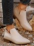 britisch Stil Vier Jahreszeiten Unifarben Spitz Lässig Rückseite Reißverschluss Niedrig Dick Absatz Einzeln Schuhe