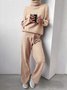 Damen Unifarben Nahtverarbeitung Zweiteiliges Set Täglich Langarm Lässig Frühling/Herbst Bluse mit Hose Matching Set