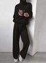 Damen Unifarben Nahtverarbeitung Zweiteiliges Set Täglich Langarm Lässig Frühling/Herbst Bluse mit Hose Matching Set