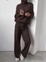 Damen Unifarben Nahtverarbeitung Zweiteiliges Set Täglich Langarm Lässig Frühling/Herbst Bluse mit Hose Matching Set