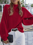 Damen Unifarben Nahtverarbeitung Winter Straße Langarm Mock Neck Pullover