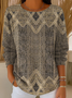 Damen Abstrakt Print Frühling/Herbst Lässig Langarm Rundhals Pullover