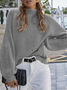 Damen Unifarben Nahtverarbeitung Winter Straße Langarm Mock Neck Pullover