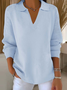 Damen Unifarben Print Frühling/Herbst Lässig Langarm Schalkragen Pullover