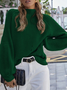 Damen Unifarben Nahtverarbeitung Winter Straße Langarm Mock Neck Pullover