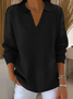 Damen Unifarben Print Frühling/Herbst Lässig Langarm Schalkragen Pullover