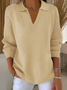 Damen Unifarben Print Frühling/Herbst Lässig Langarm Schalkragen Pullover