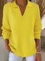 Damen Unifarben Print Frühling/Herbst Lässig Langarm Schalkragen Pullover