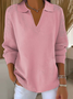 Damen Unifarben Print Frühling/Herbst Lässig Langarm Schalkragen Pullover