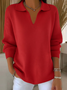 Damen Unifarben Print Frühling/Herbst Lässig Langarm Schalkragen Pullover