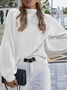 Damen Unifarben Nahtverarbeitung Winter Straße Langarm Mock Neck Pullover