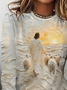 Damen Jesus Kopieren Langarm T-Shirts T-Shirt Rundhals Print Lässig Frühling/Herbst T-Shirt mit Grafik Oberteile