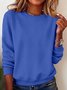Damen Unifarben Rundhals Lässig Frühling/Herbst Langarm Sweatshirt