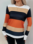 Damen Gestreift Langarm T-Shirts T-Shirt Rundhals Print Lässig Frühling/Herbst T-Shirt mit Grafik Oberteile