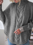 Damen Unifarben Jacquard Winter Straße Dolman-Ärmel Langarm Mock Neck Pullover