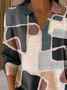 Damen Abstrakt Print Frühling/Herbst Lässig Langarm Schalkragen Pullover