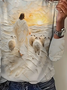Damen Jesus Kopieren Langarm T-Shirts T-Shirt Rundhals Print Lässig Frühling/Herbst T-Shirt mit Grafik Oberteile
