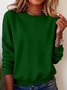 Damen Unifarben Rundhals Lässig Frühling/Herbst Langarm Sweatshirt